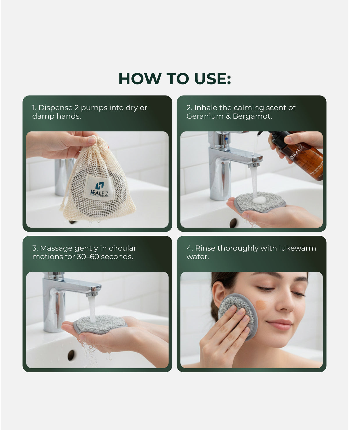 EcoSoft Reusable Bamboo Charcoal Makeup Remover Pads (With Mesh Bag)